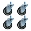 Bk Resources 4-inch Threaded Stem Casters, Polyurethane Wheels, Brake, 300lb Capacity, Acid Resistant, 4PK 4SBR-5ST-PLY-PS4